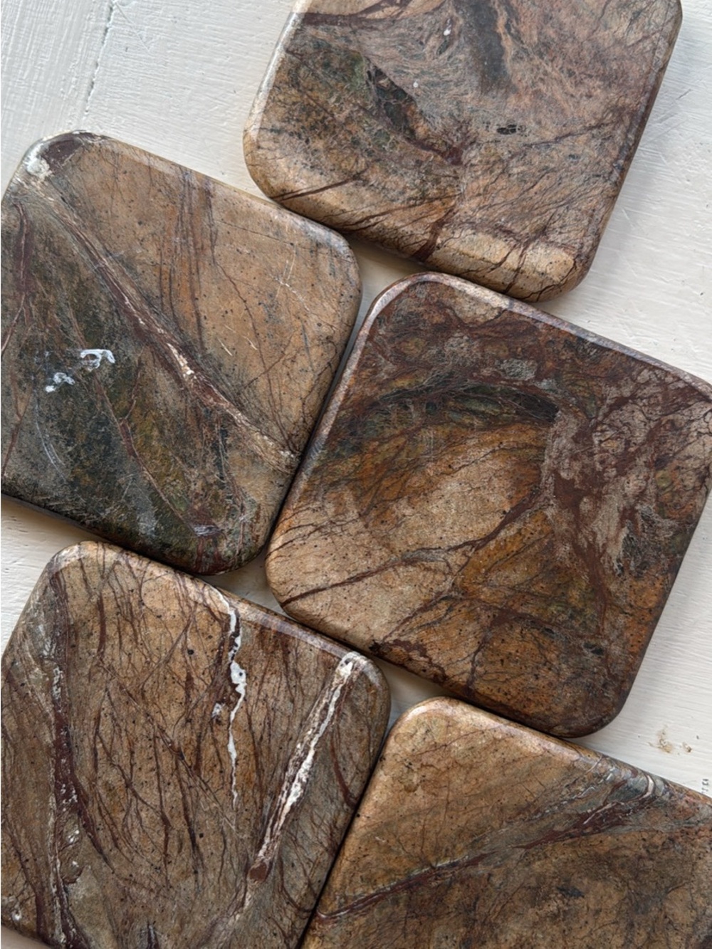 Natural Stone Marble Coasters - Set of 5